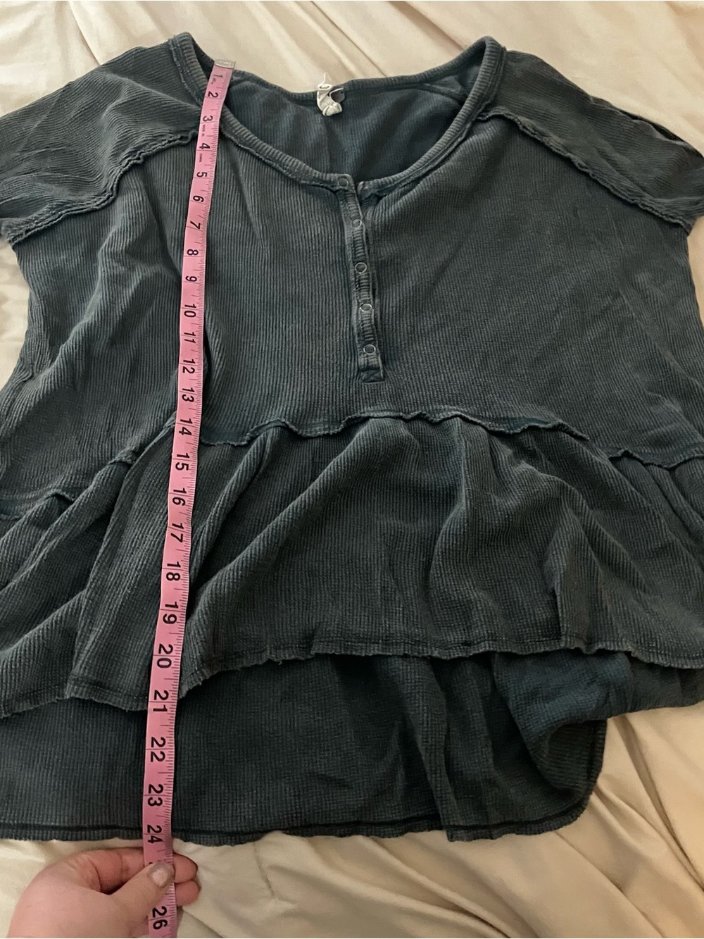 Free People We The Free Thermal Waffle Knit Henley Shirt Gray Women's Size XS - Picture 15 of 15